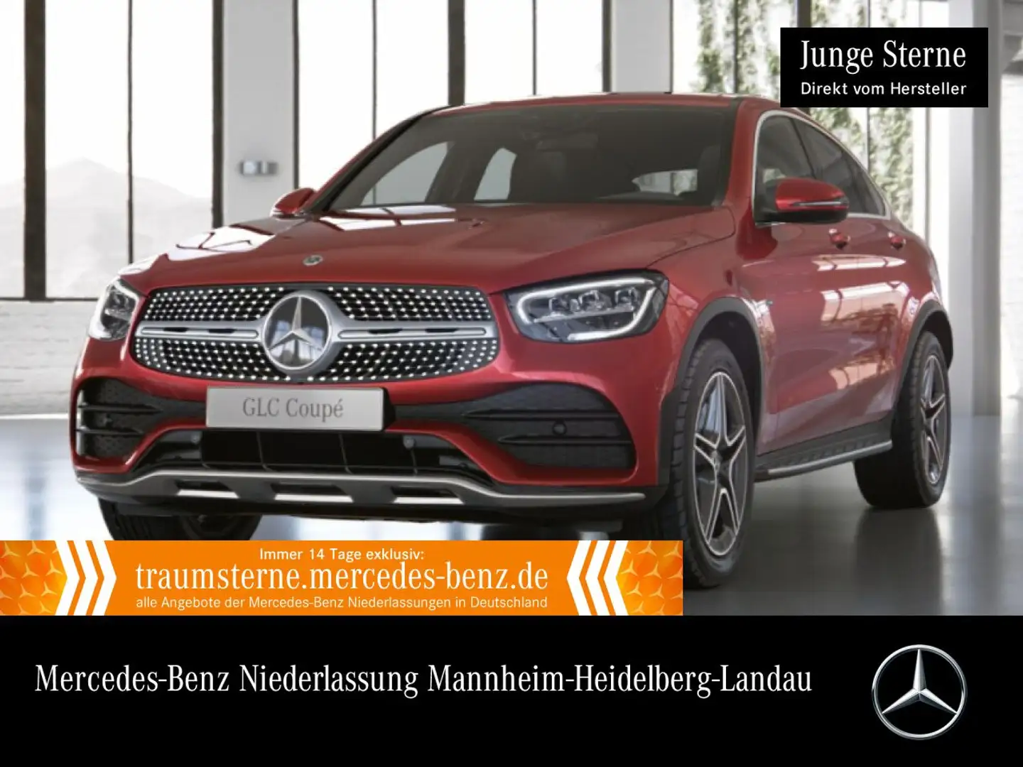 Mercedes-Benz GLC 300 de Coupé 4M AMG+LED+KAMERA+KEYLESS+9G Rot - 1