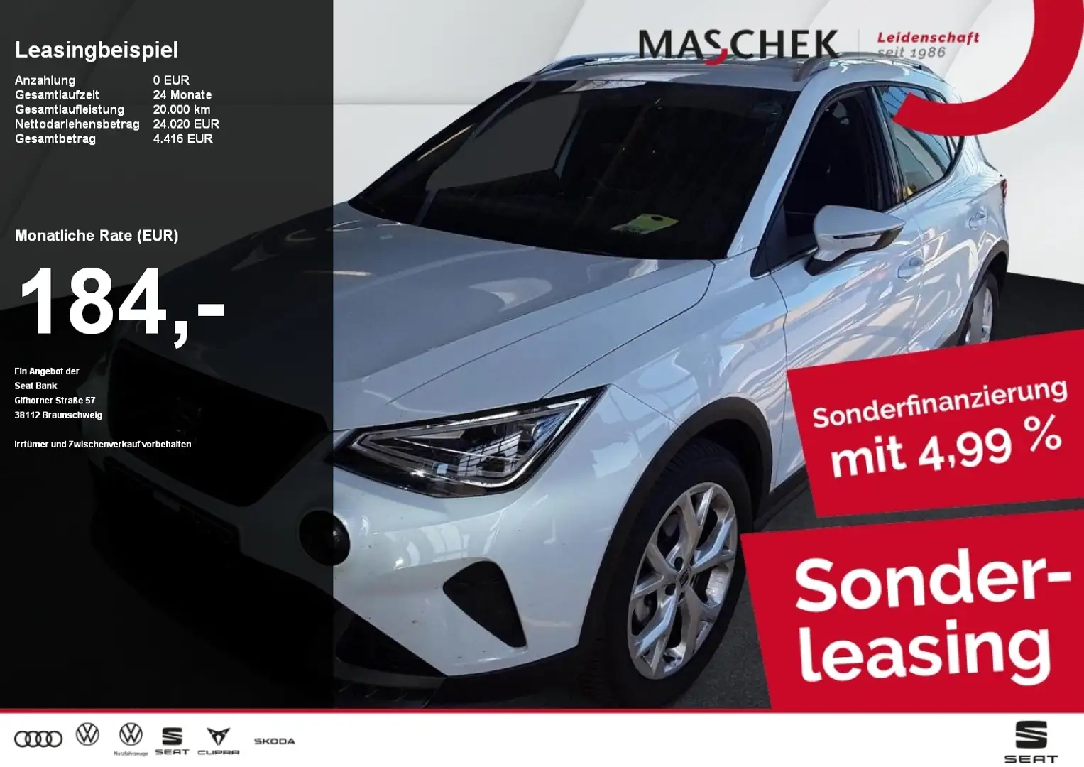 SEAT Arona FR 1.0 TSI DSG Navi RearView LED Sitzh. Weiß - 1