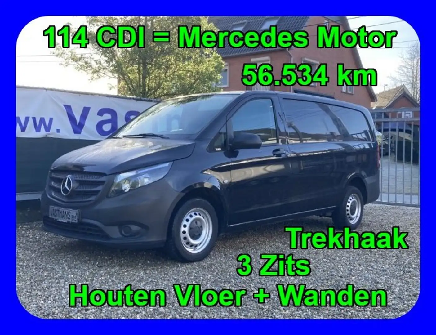 Mercedes-Benz Vito 114 / 21.000 €+BTW / 3 Zit / Trekhaak / Lage KM Zwart - 1