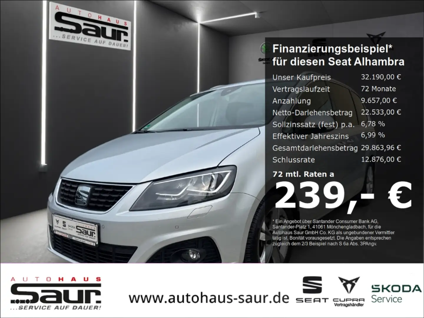 SEAT Alhambra Xcellence 1.4 TSI DSG 7-SITZER PANORAMA SHZ FULL L Silber - 1
