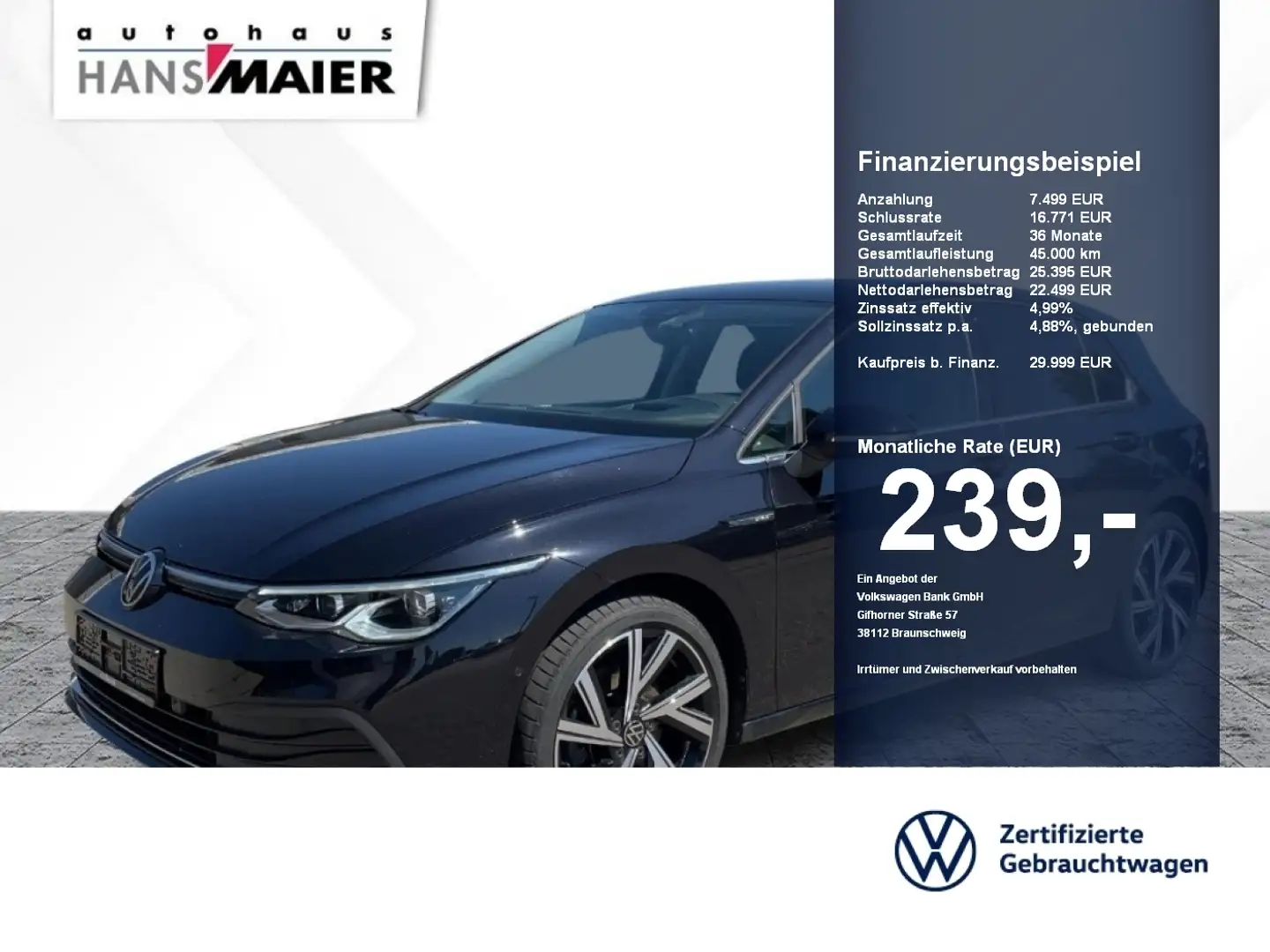 Volkswagen Golf Style 4Motion TSI DSG Navi AHK ACC Matrix Schwarz - 1