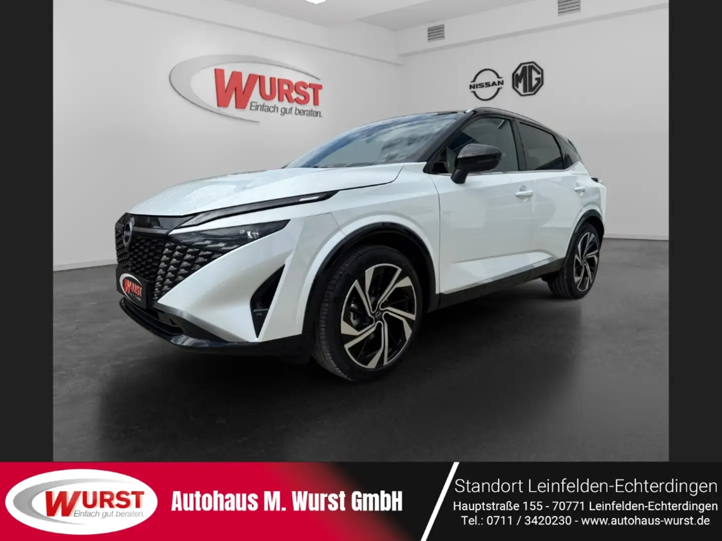 Nissan Qashqai Tekna+ EU6e MY24 1.3 DIG-T MHEV HUD Panorama Navi Weiß - 1