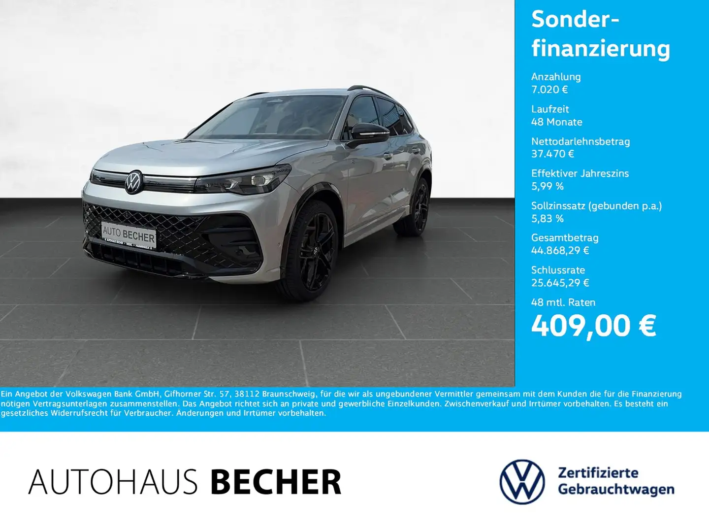 Volkswagen Tiguan R-Line 2.0 TDI DSG IQ.Drive/HuD/Sitzhz Silber - 1