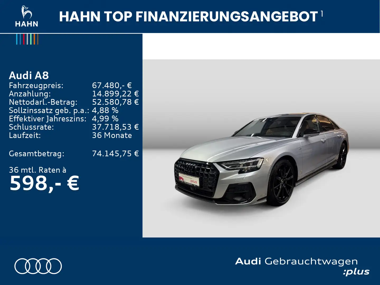 Audi A8 50 TDI quattro S line AIR Digital Matrix Lede Argent - 2