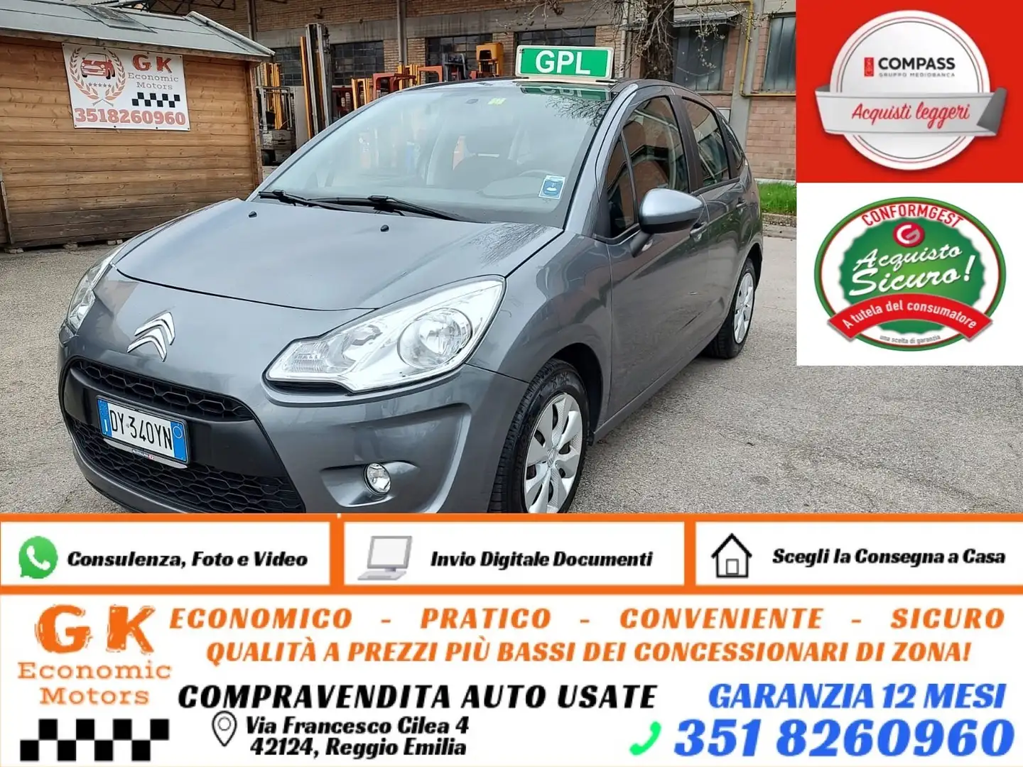 Citroen C3 1.4 Ideal Eco Energy G, GARANZIA L.12 MESI, OK NEO Grigio - 1