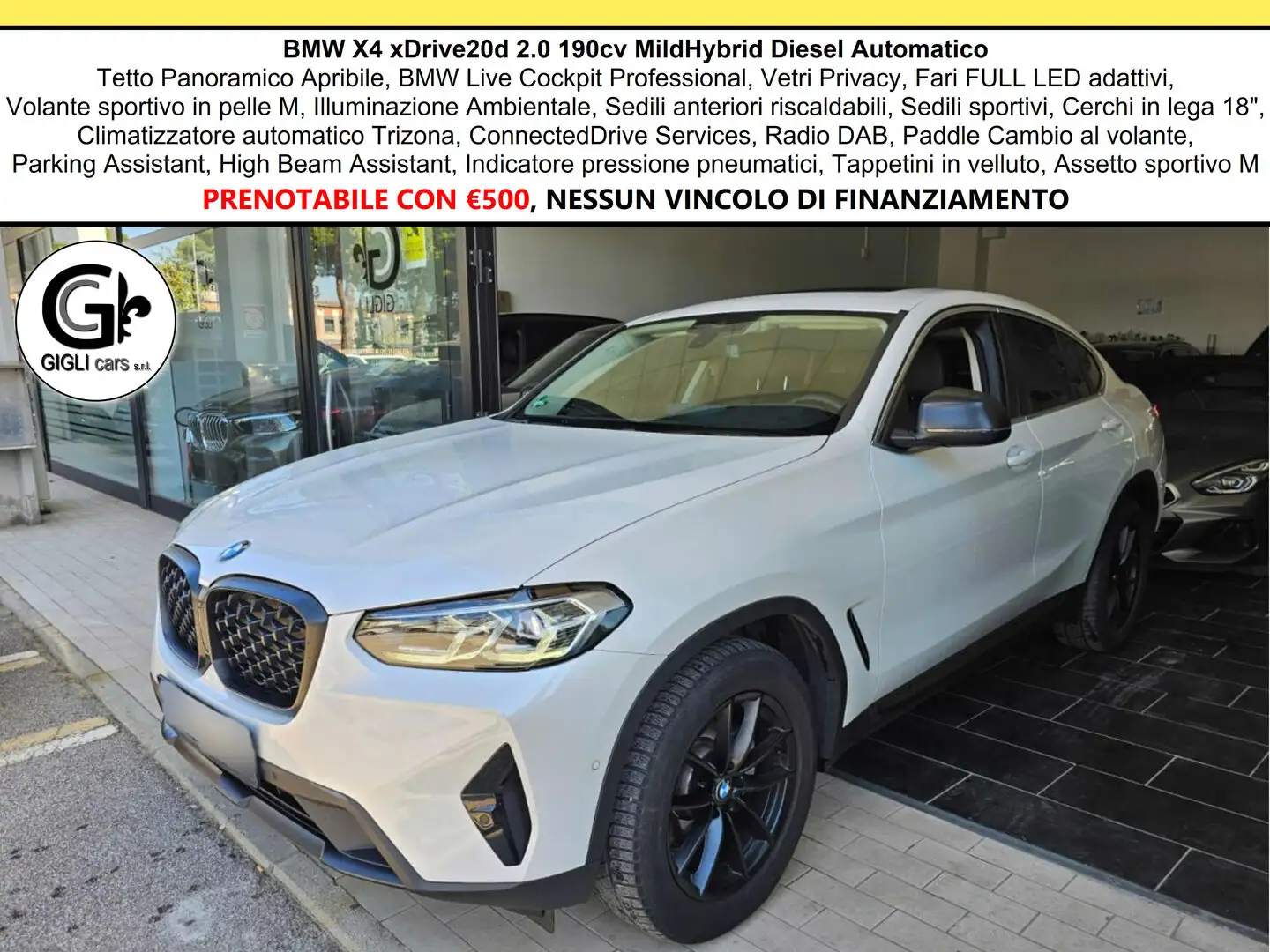 BMW X4 Xdrive 20d mhev Tetto cam Nav msport Weiß - 1