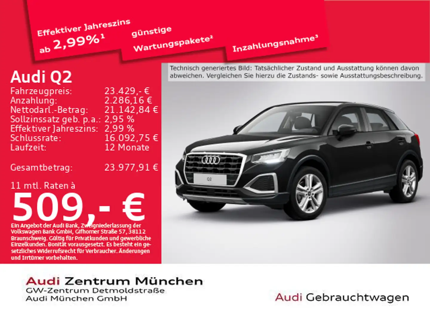 Audi Q2 Advanced 30 TFSI Navi+/LED/SitzHzg Schwarz - 1