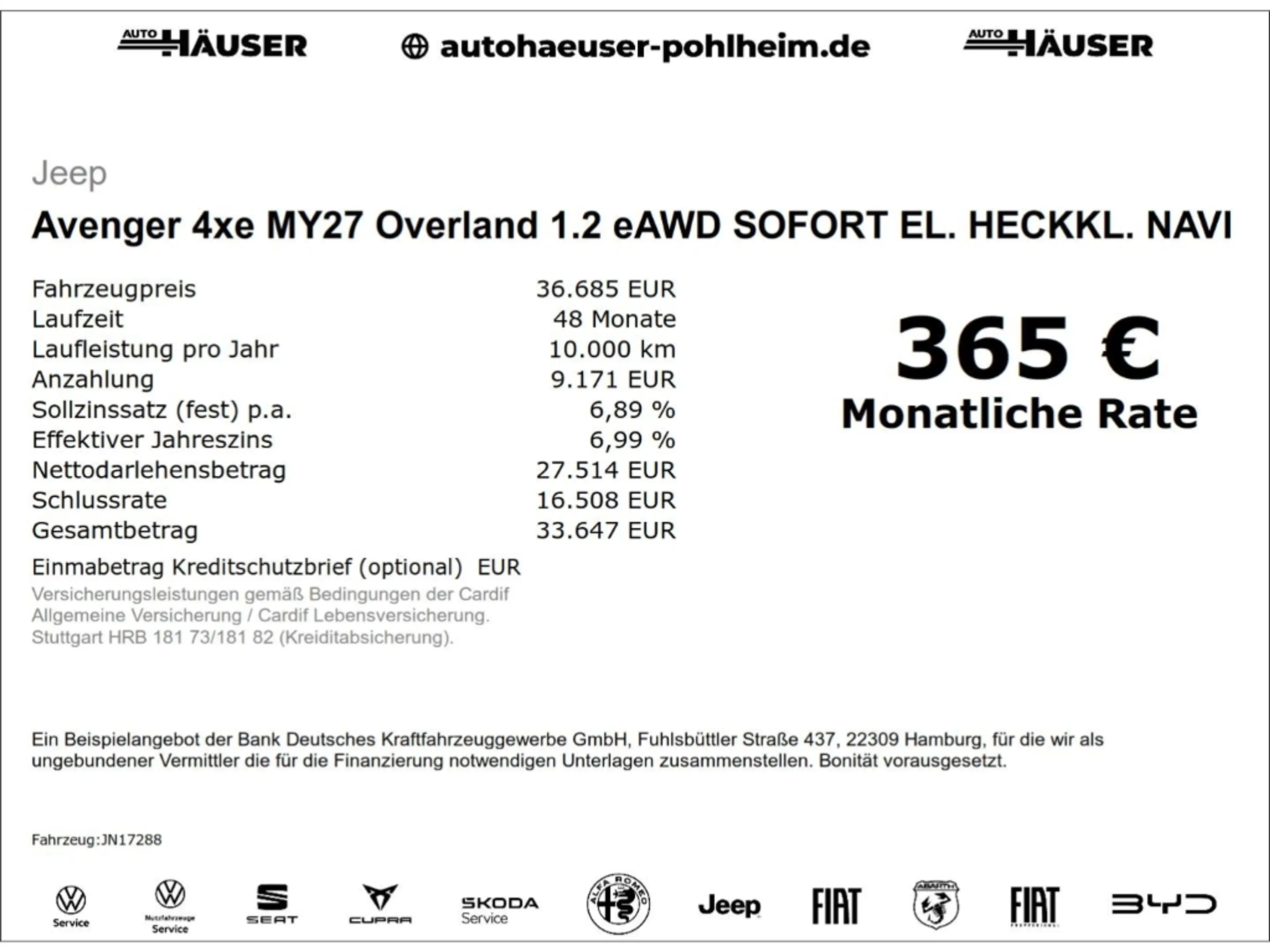 Jeep Avenger 4xe MY27 Overland 1.2 eAWD SOFORT EL. HECKKL. NAVI — photo 2