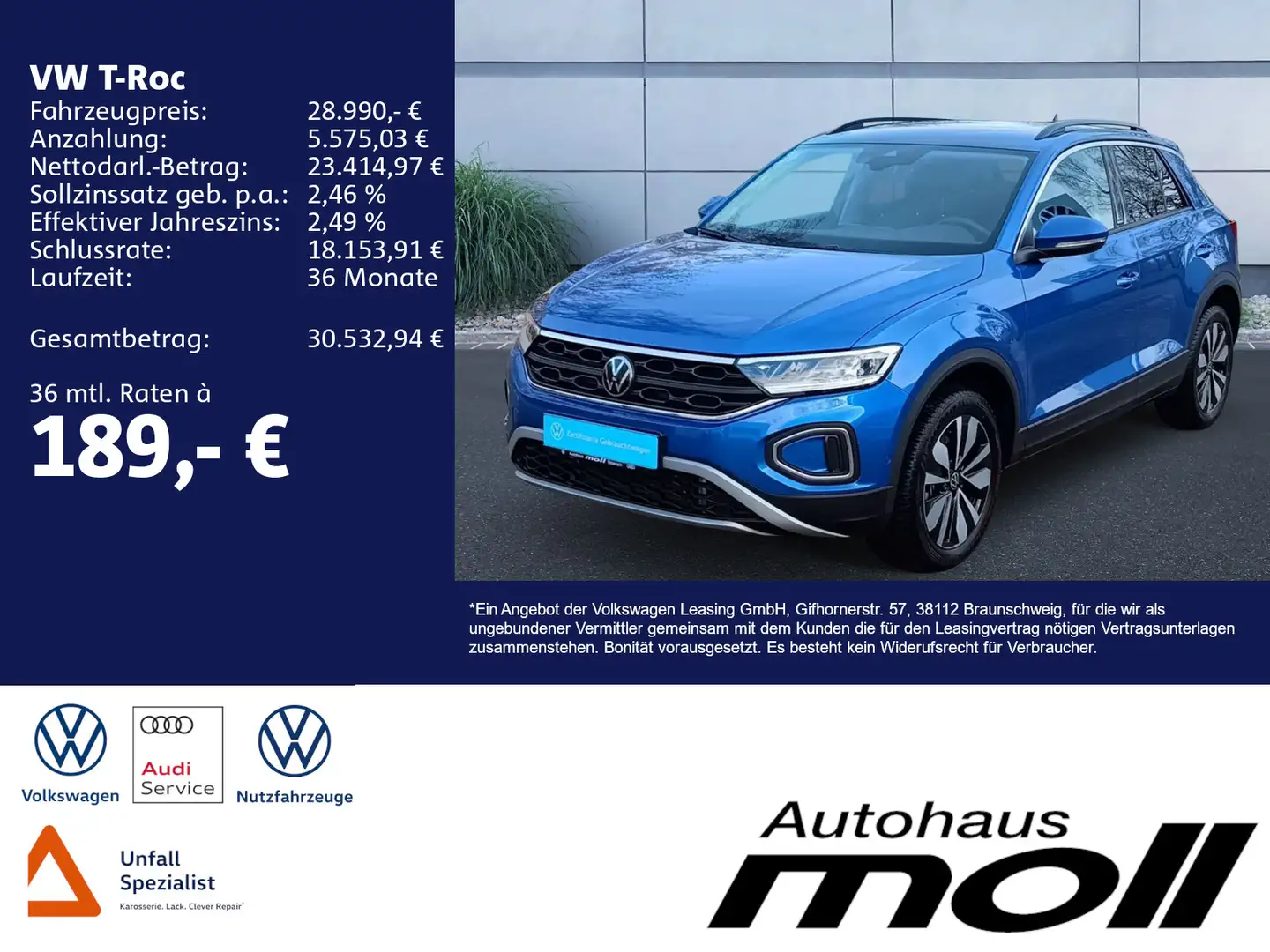 Volkswagen T-Roc T-ROC MOVE 2.0 TDI DSG Kamera Navi Blau - 2
