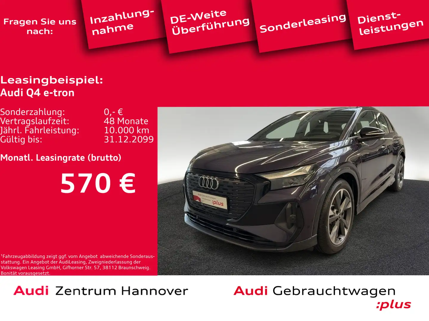 Audi Q4 e-tron 40 AHK Navi 20-Zoll Leder Sportsitze Violett - 1