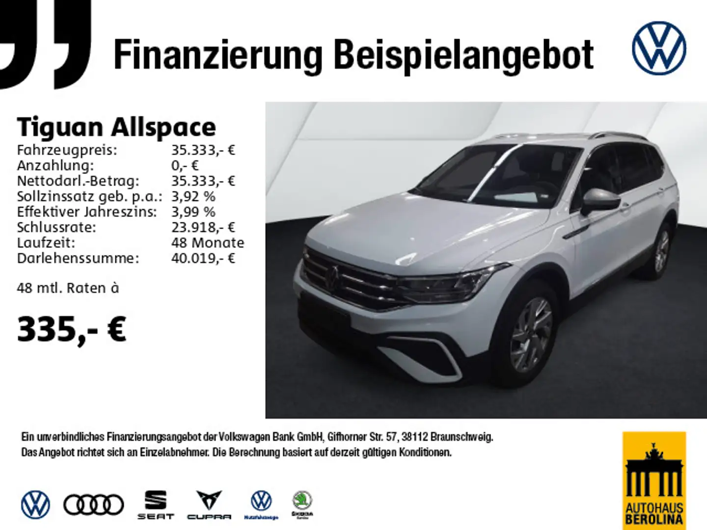 Volkswagen Tiguan Allspace 2.0 TDI Life DSG *7-Sitzer*AHK* Weiß - 1