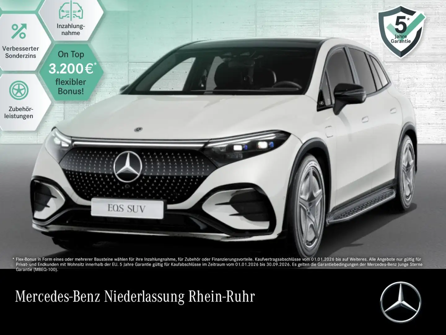 Mercedes-Benz EQS SUV EQS 450 4Matic AMG Fahrass Airmat Pano Burmester Weiß - 1