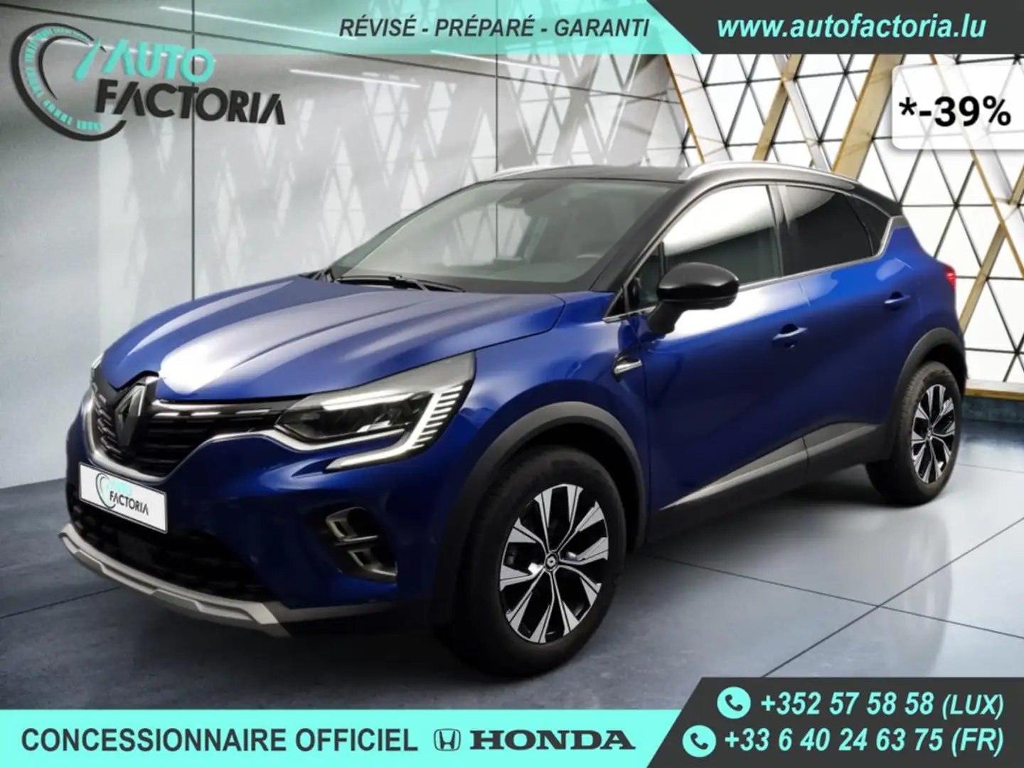 Renault Captur -39% 1.0 TCE 90cv +GPS+CAM360+LED+Options Bleu - 1