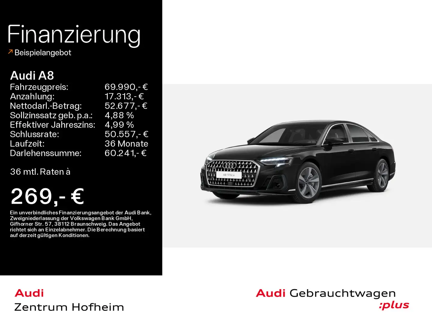 Audi A8 60 TFSIe qu S line tip*B&O*HUD*Nachsicht*HD M Negru - 1