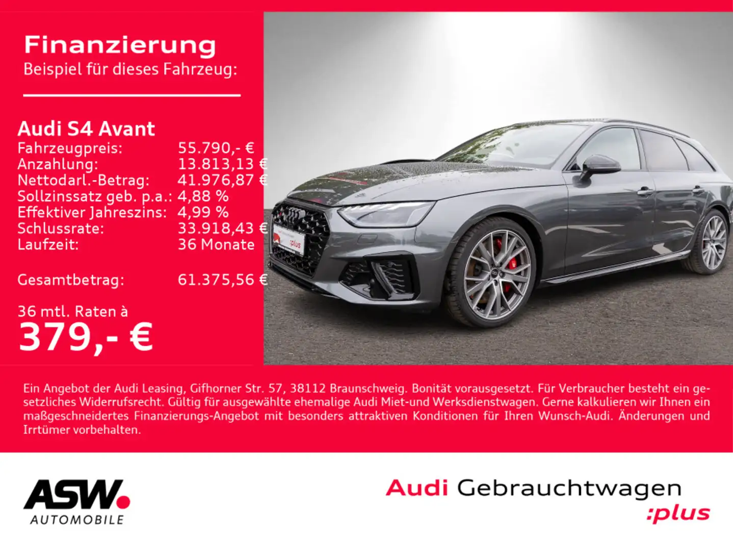 Audi S4 TDI quattro Navi Matrix AHK ACC RFK Gris - 1