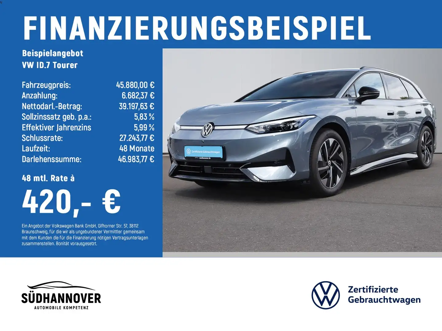 Volkswagen ID.7 Tourer Pro 210 kW Blau - 2