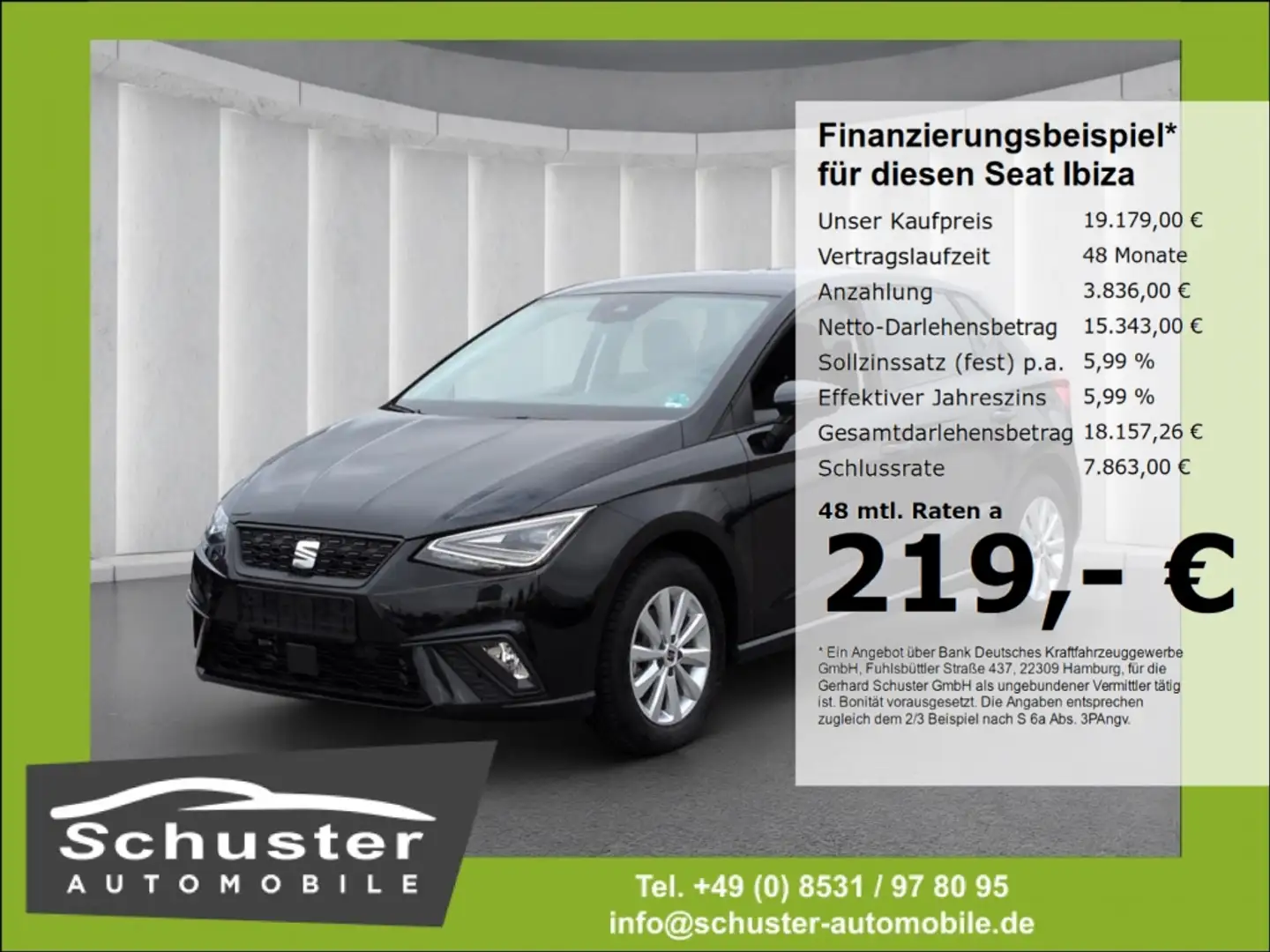 SEAT Ibiza Style 1.0TSI*Voll-LED ACC Navi R-Kam SHZ Schwarz - 1