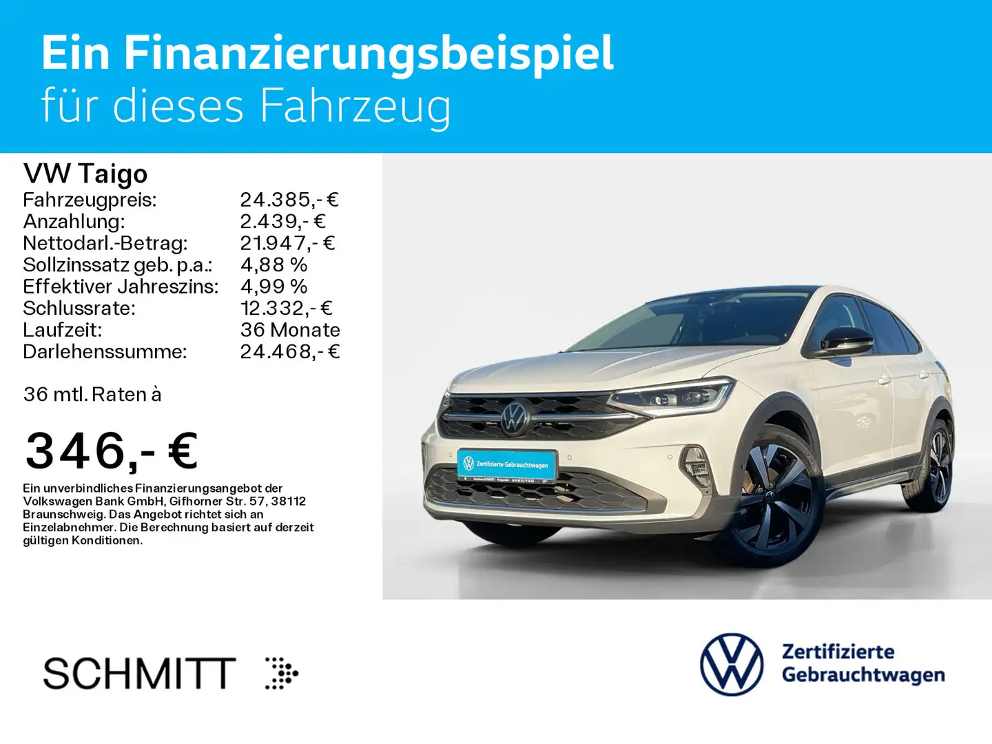 Volkswagen Taigo 1.0 TSI DSG Style NAVI*PANO*IQ.DRIVE*TRAVE Weiß - 2