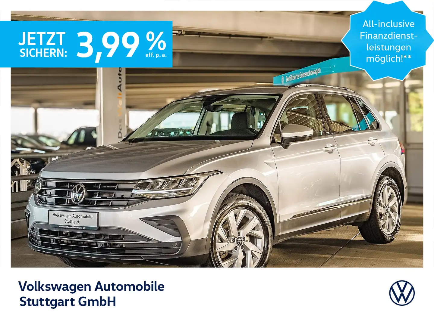 Volkswagen Tiguan Life 2.0 TSI DSG Navi LED AHK ACC SHZ PDC Silber - 1