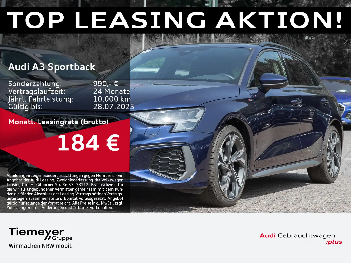 Audi A3 30 TFSI S tronic S LINE LM18 AHK NA Blu/Azzurro - 1