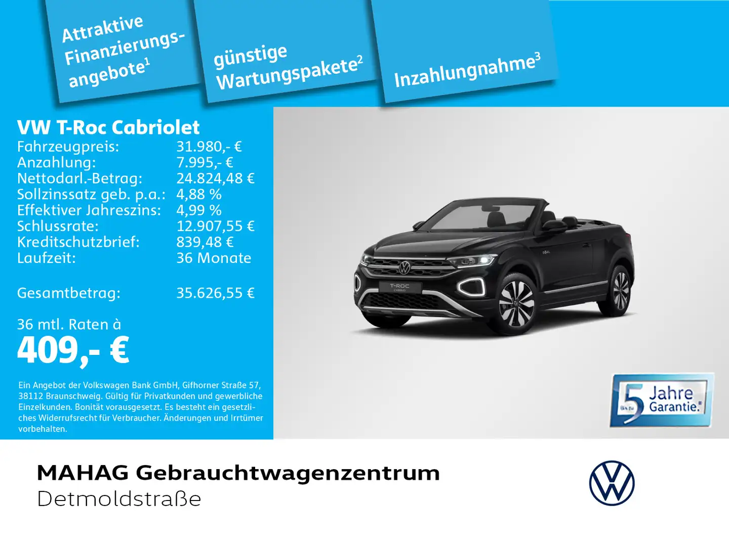 Volkswagen T-Roc GOAL 1.5 TSI LED+ Navi ParkAssis Schwarz - 1