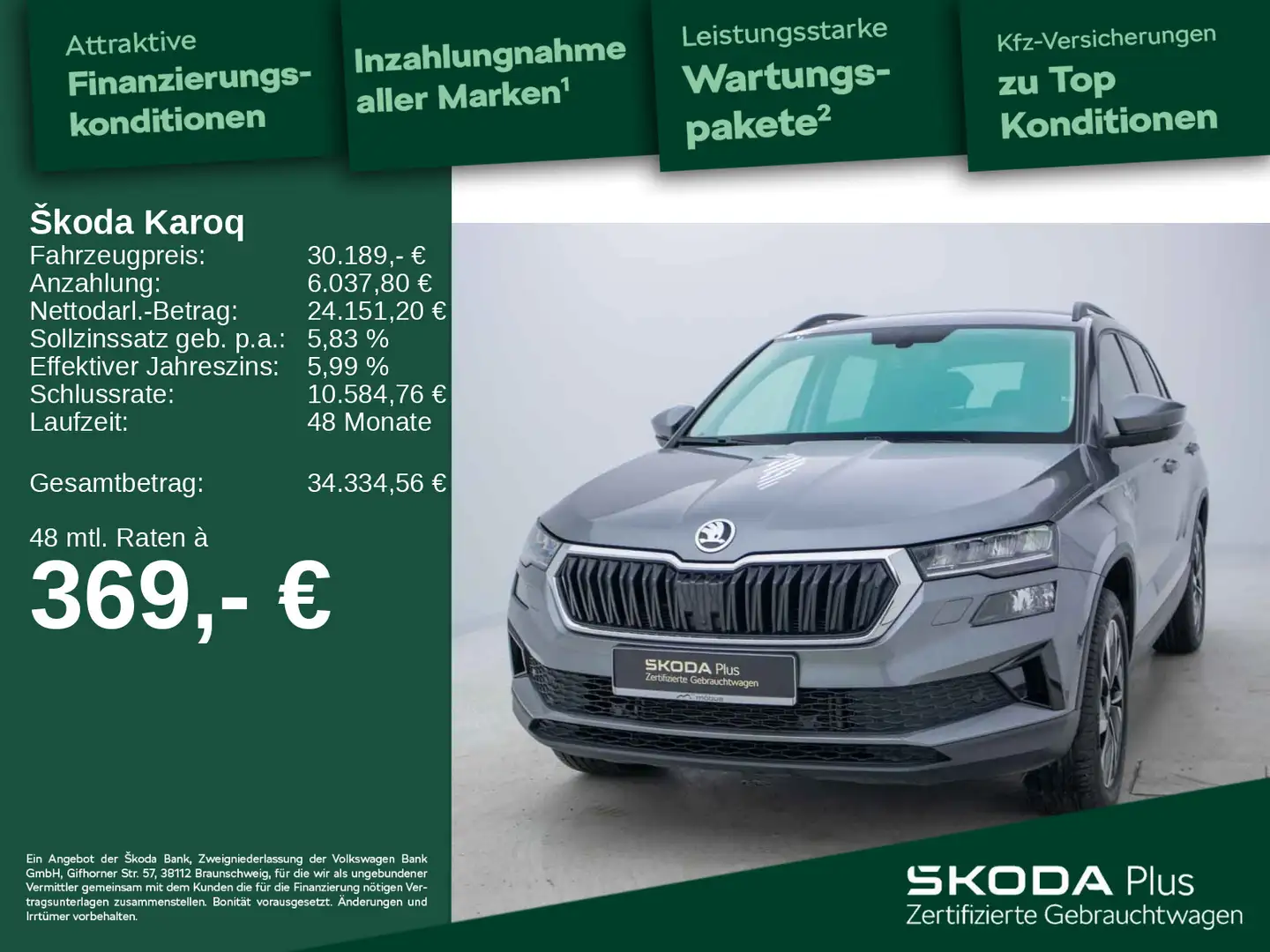 Skoda Karoq 2.0 TDI Tour 4x4*DSG*ACC*KESSY*APP*AHK*NAV Grau - 1