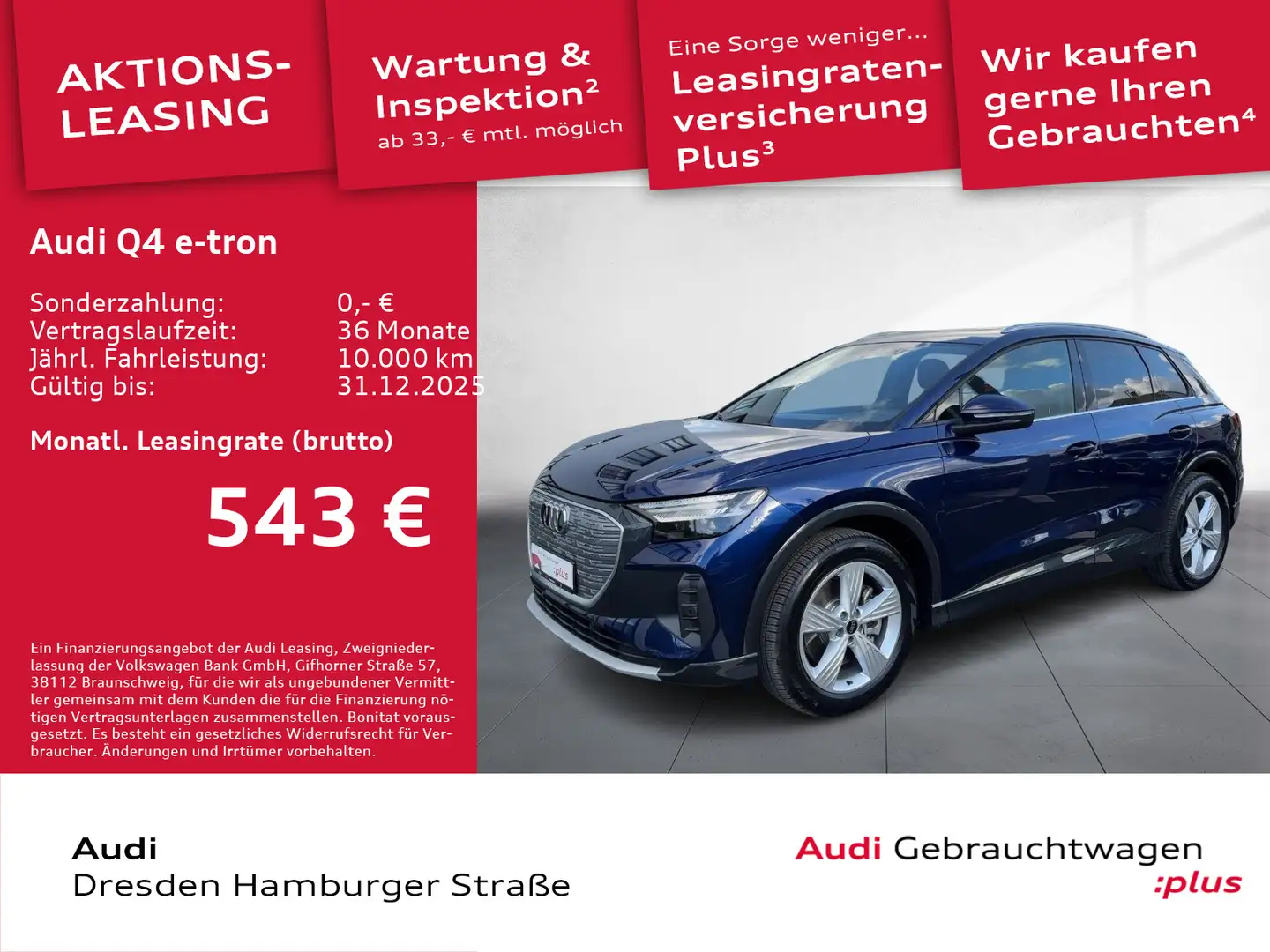 Audi Q4 e-tron 55 quattro Matrix Navi Pano Leder AHZV Blau - 1