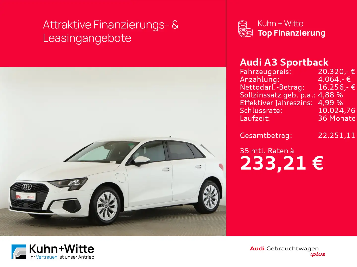 Audi A3 40 TFSIe *Hybrid*HUD*Navi*LED* Weiß - 1