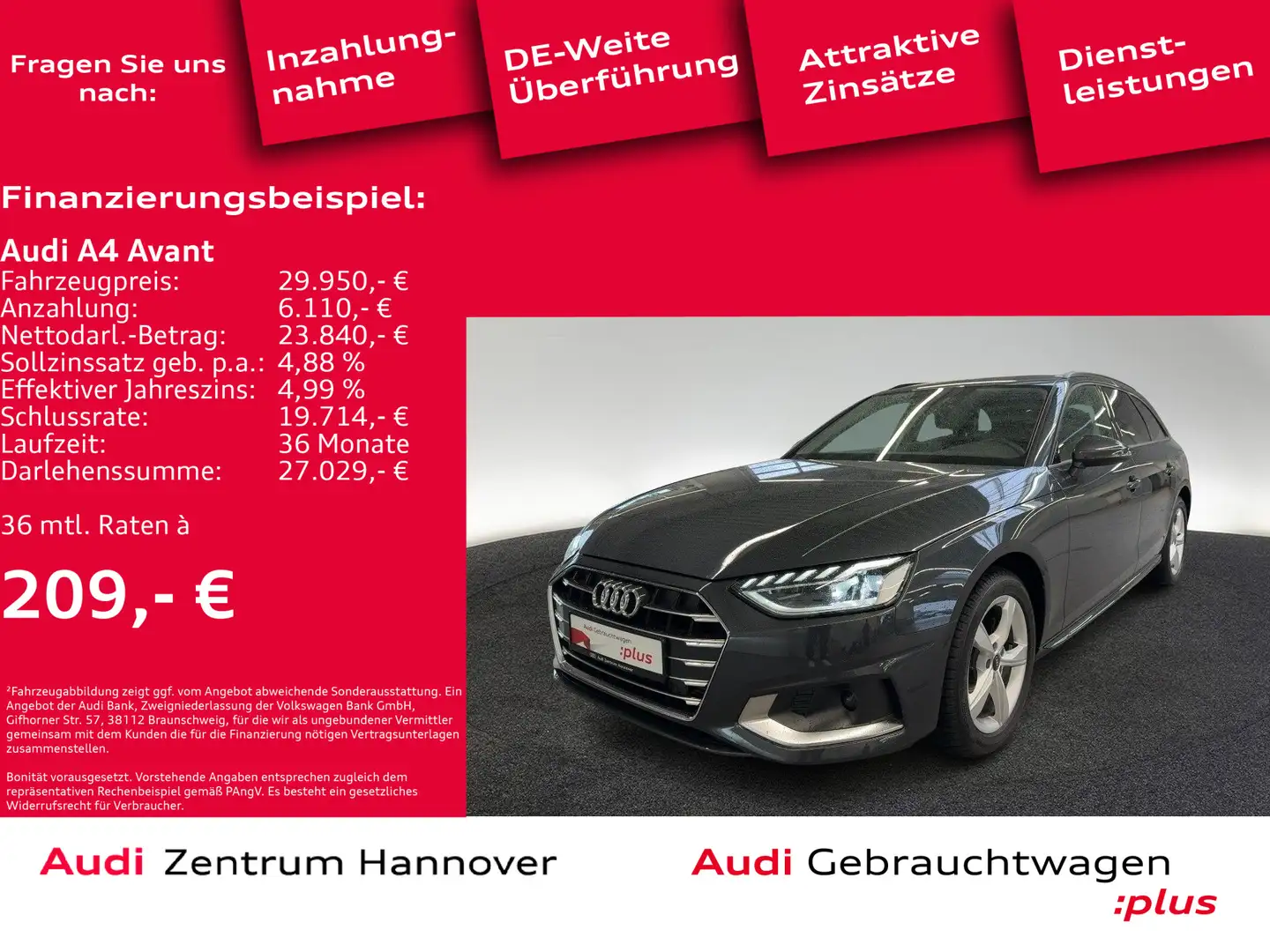 Audi A4 Advanced 35 TFSI Kamera AHK LED Navi Grau - 2