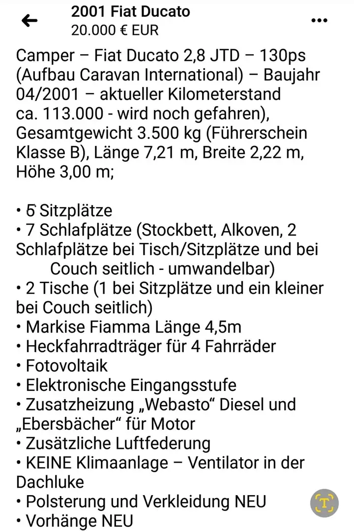 Caravans-Wohnm Fiat ducato 2.8 JTD 130PS Weiß - 2