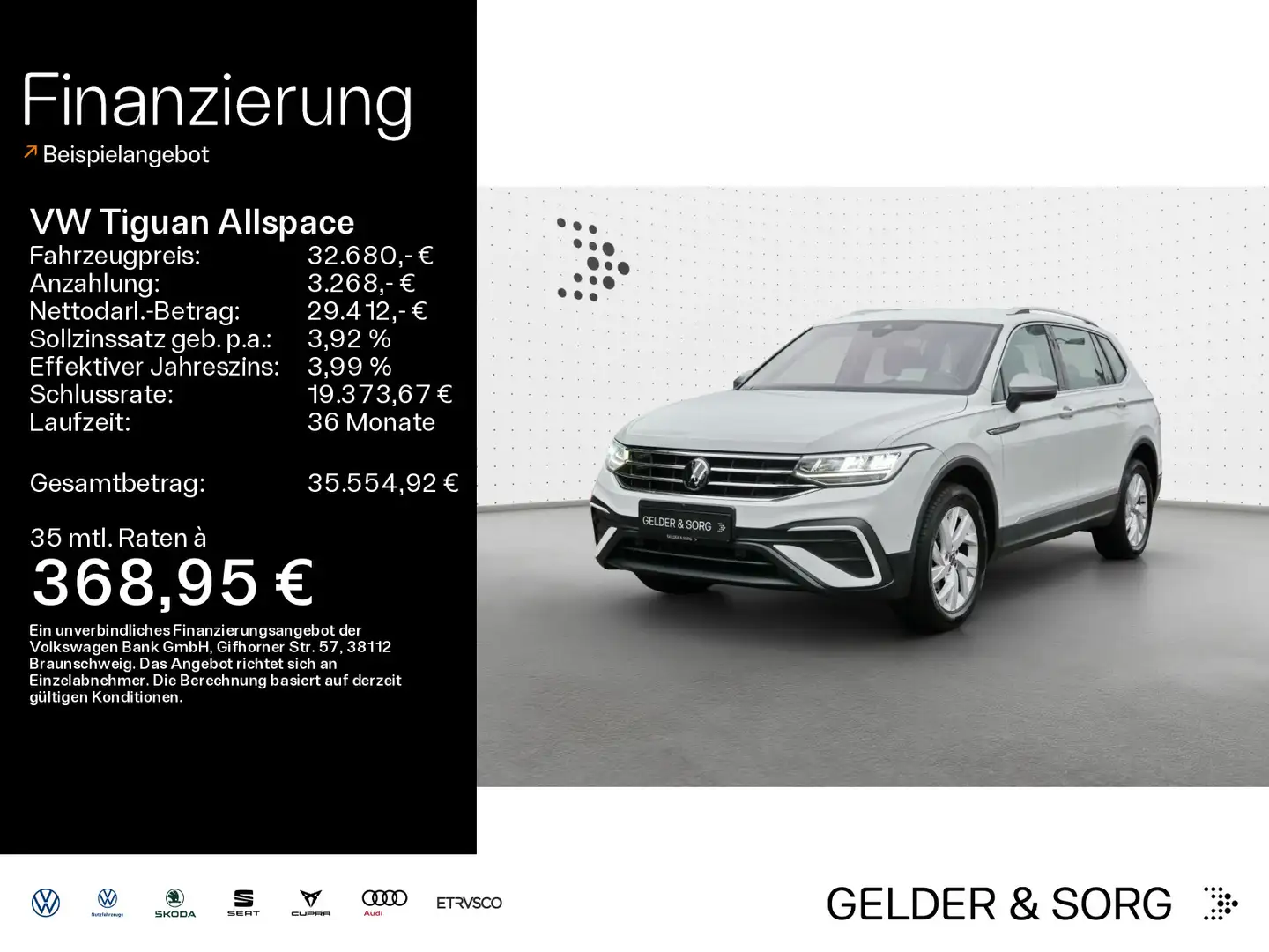 Volkswagen Tiguan Allspace 2.0 TDI 4M*HuD*ACC*AHK*NAVI*RFK Weiß - 1
