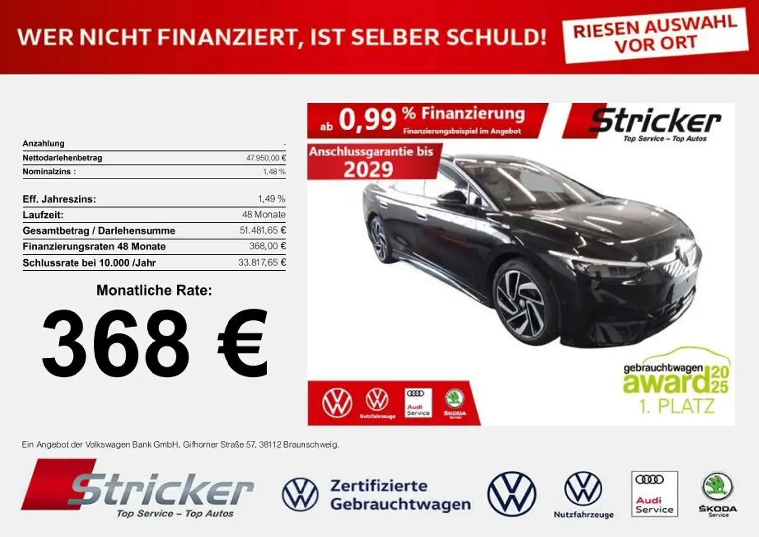 Volkswagen ID.7 Tourer Pro 368,-ohne Anzahlung AHK H&K Wärmepumpe Schwarz - 2