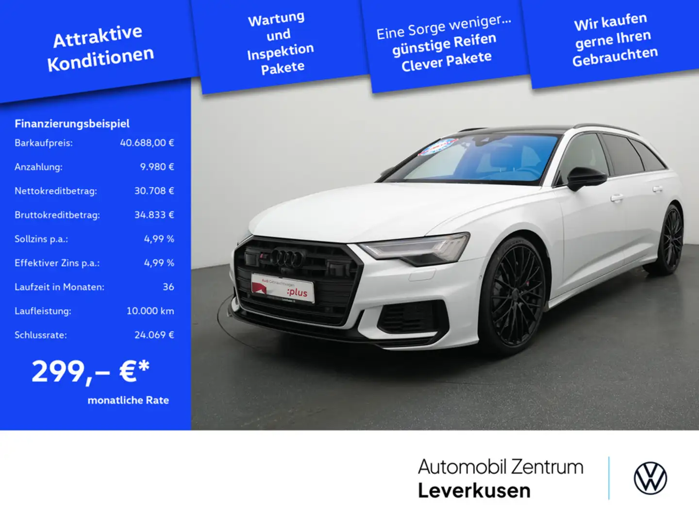 Audi S6 Avant quattro ACC AHK PANO NAVI LEDER SHZ Blanc - 1