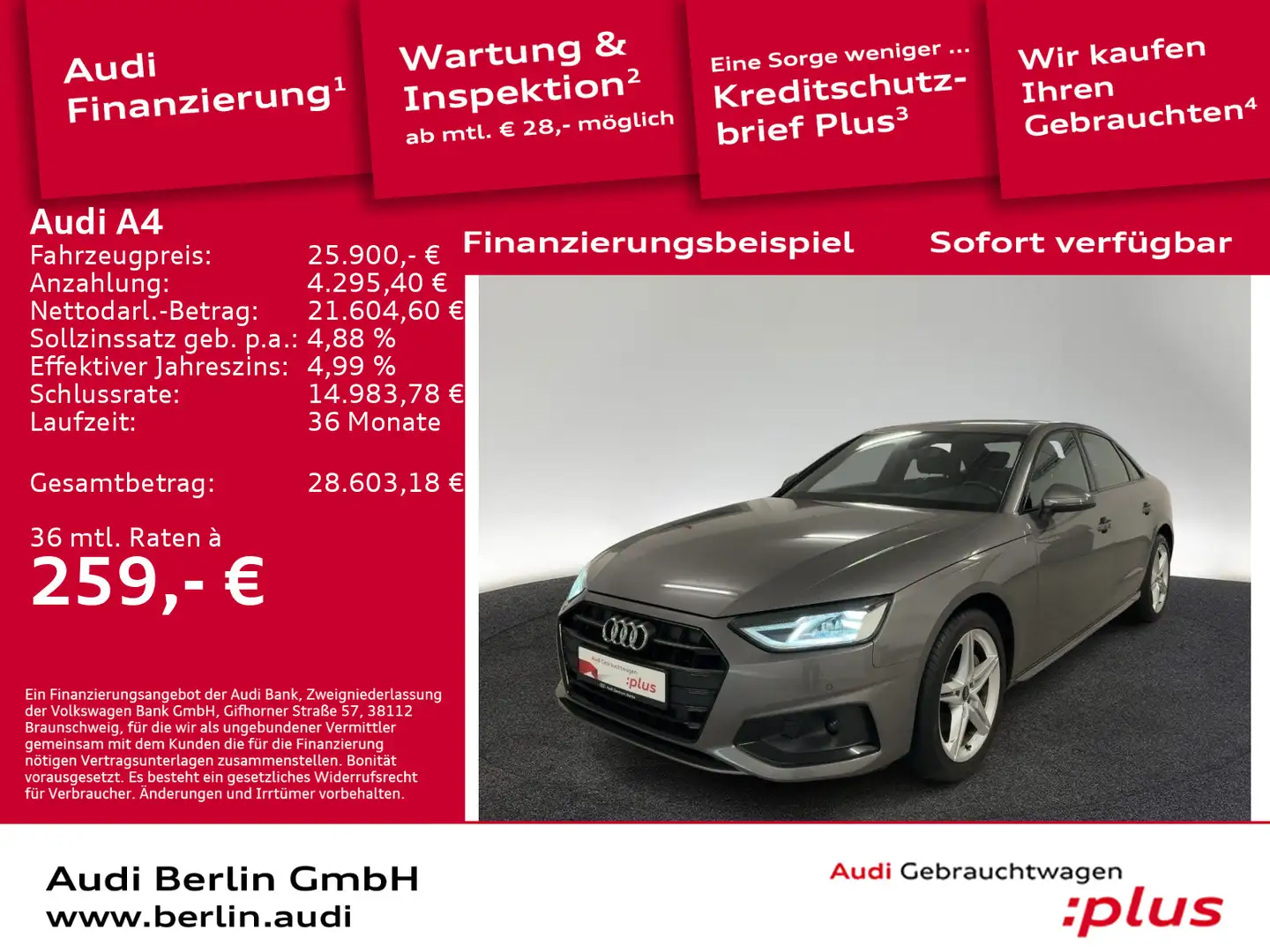 Audi A4 40 TDI S tr. LED RFK NAVI VIRTUAL DAB Grau - 1