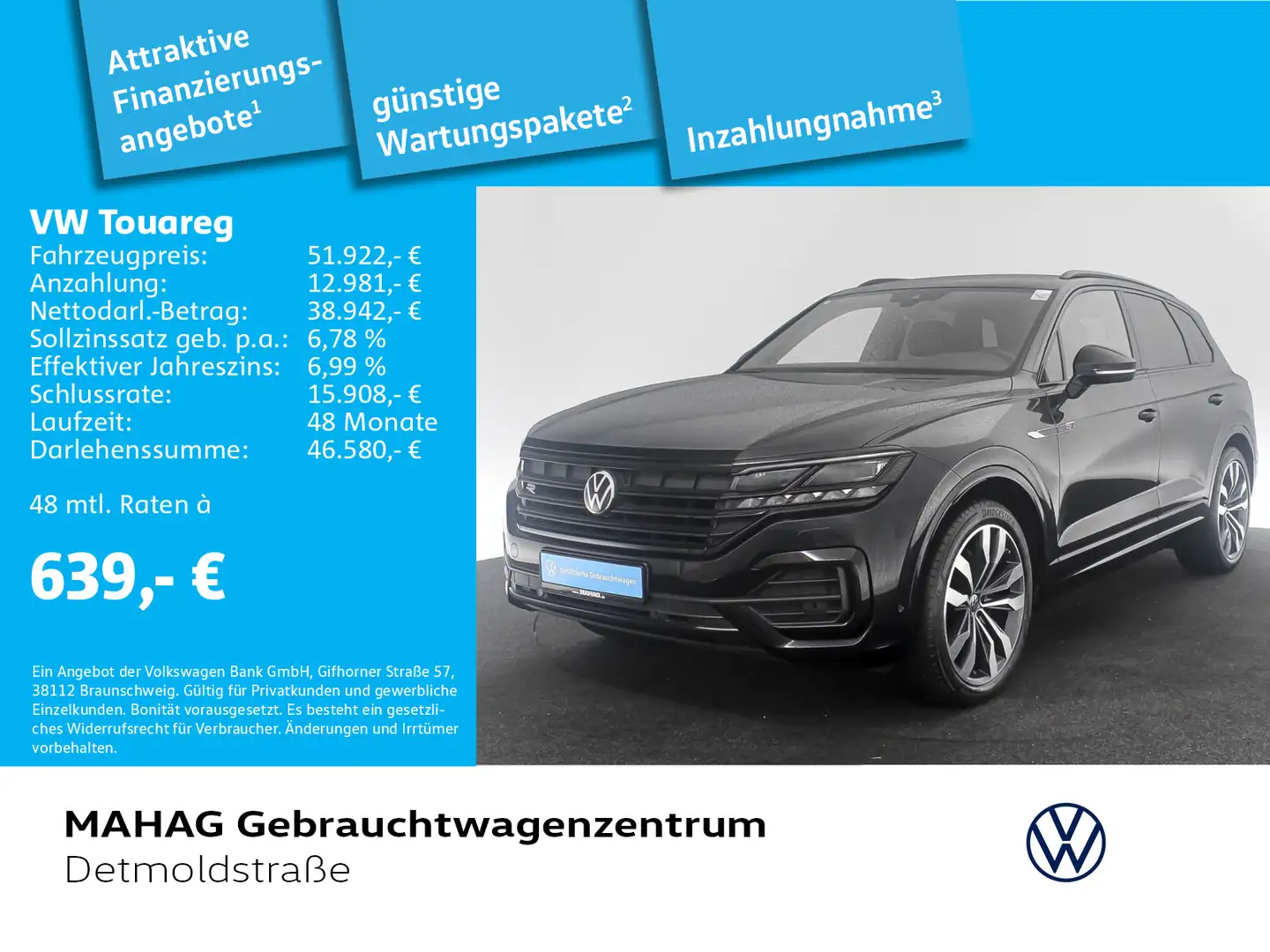 Volkswagen Touareg 3.0 TDI 4Mot. R-Line BlackStyle Luftfed. Noir - 1