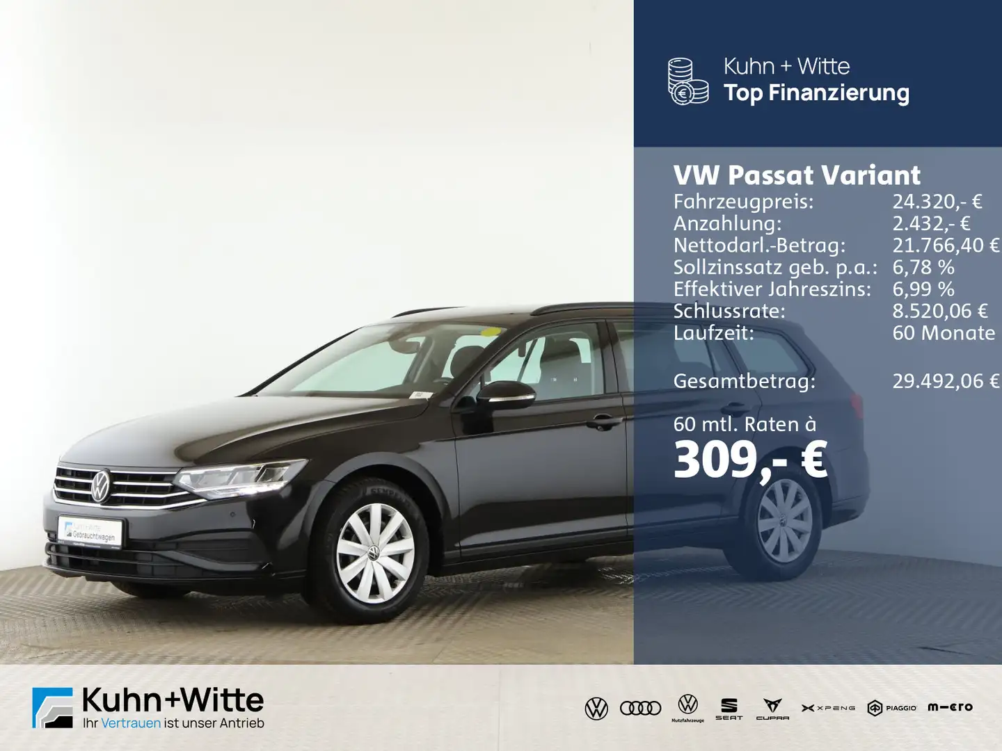 Volkswagen Passat Variant 1.5 TSI Conceptline *LED*RFK*Navi Negro - 1