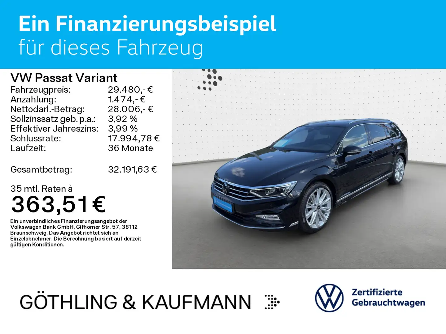 Volkswagen Passat Variant 2.0 TDI R-line DSG*Pano*Standh*Ma Schwarz - 2