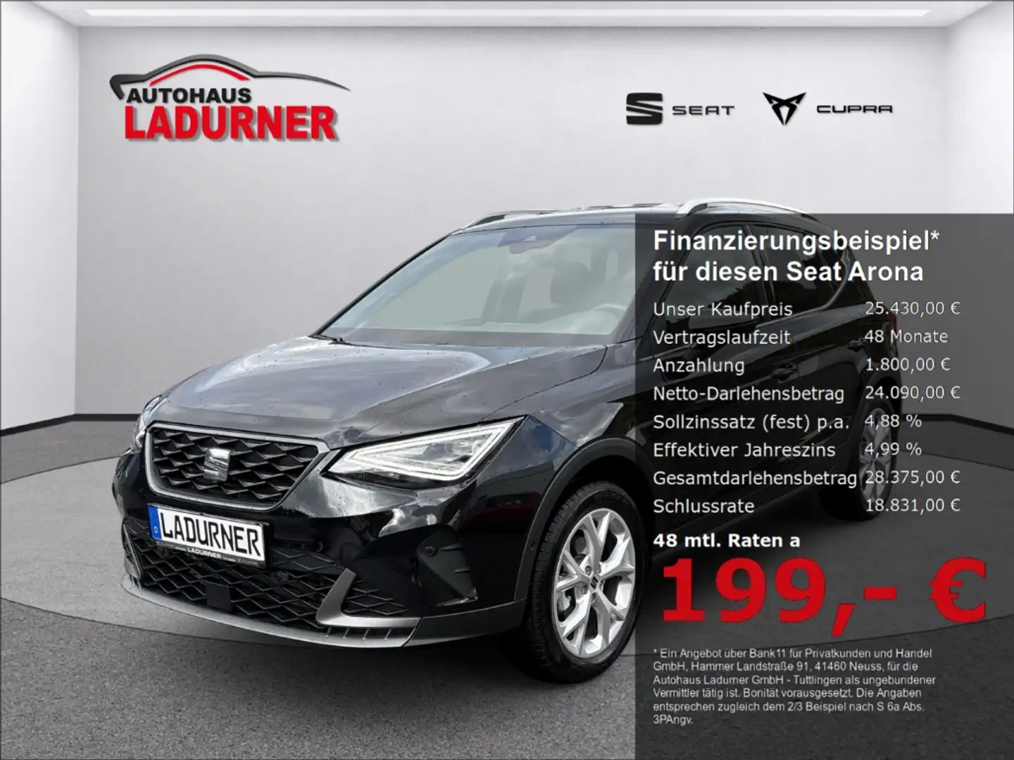 SEAT Arona FR 1.0TSI DSG *NAVI+ACC+LED+KESSY*219€ mtl Schwarz - 1