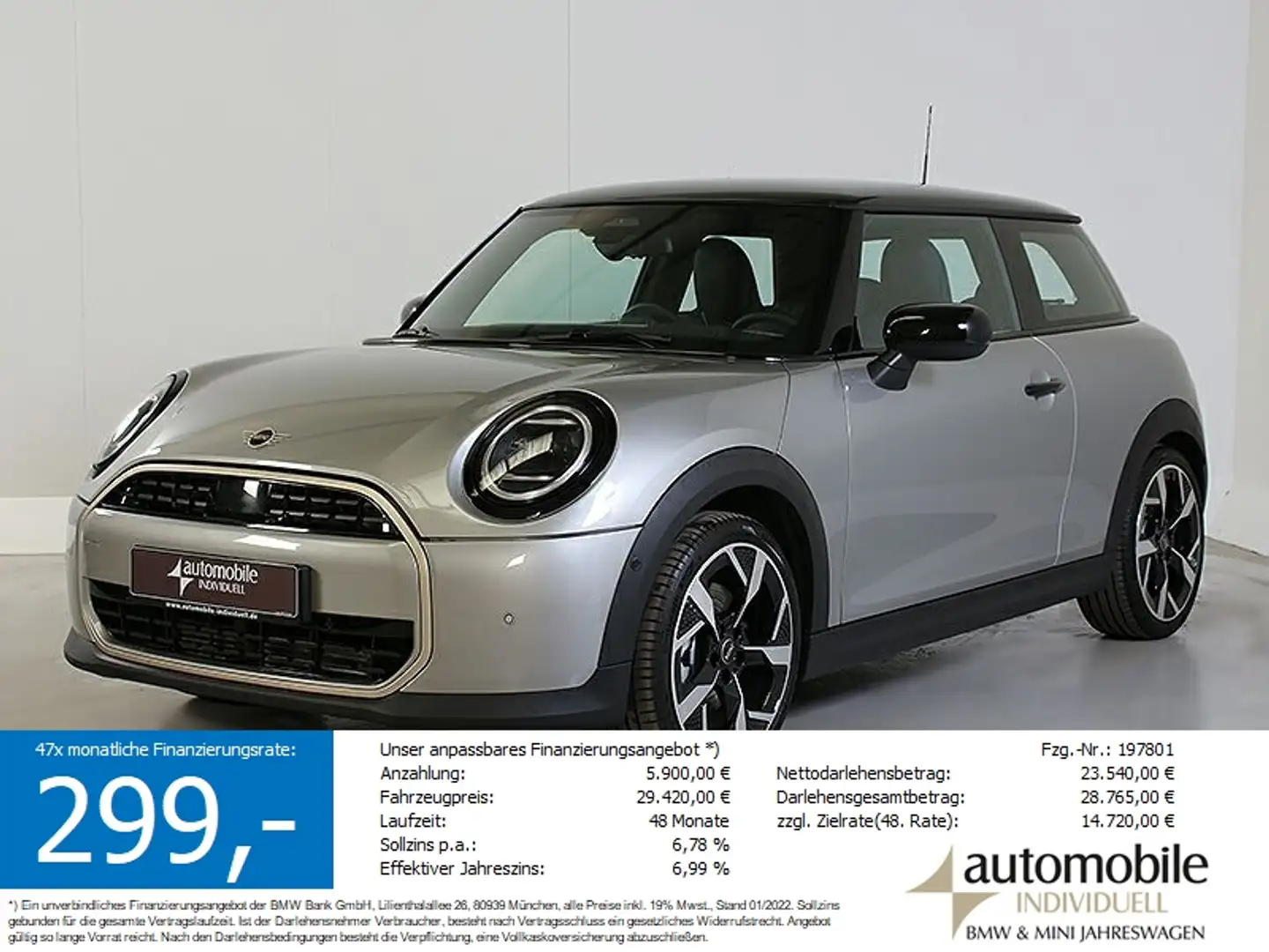 MINI Cooper C 3T Favoured Trim DKG JCW-Sitze HuD Nav Silber - 2