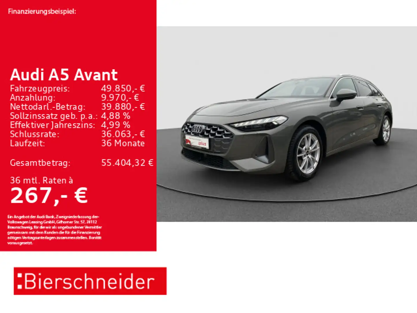 Audi A5 A5 Av TFSI qu 18 AHK NAVI CAM Gris - 1