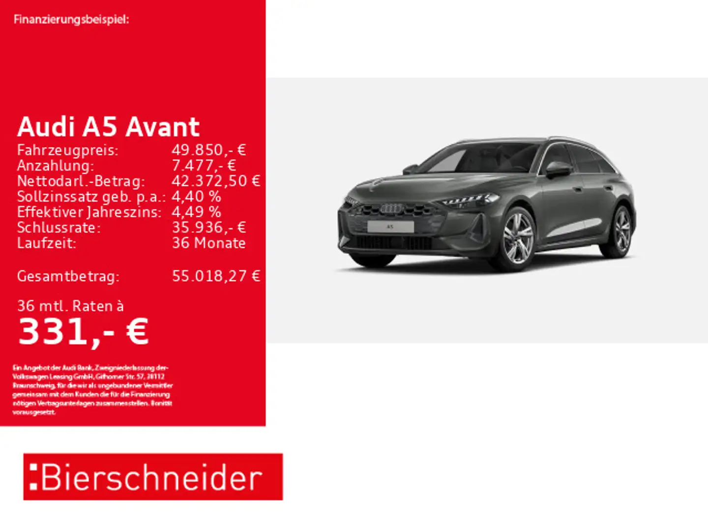 Audi A5 A5 Av TFSI qu 18 AHK NAVI CAM Grau - 1
