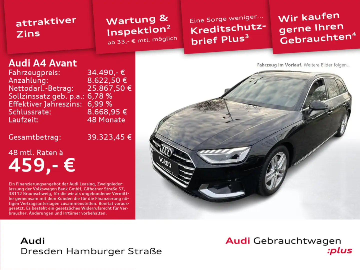 Audi A4 40 TDI Advanced quattro Pano Leder AHZV Schwarz - 1