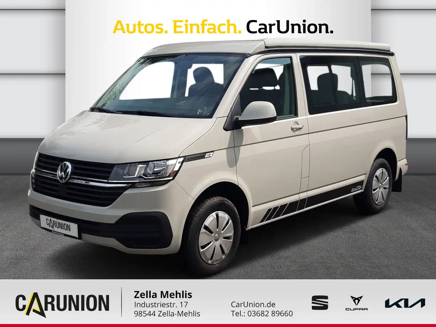 Volkswagen T6 Transporter 6.1 mit Aufstelldach *GerCamp* Beige - 1