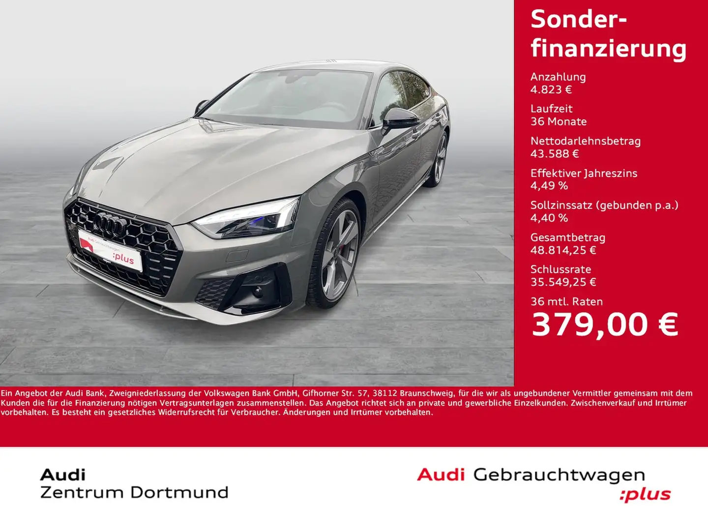 Audi A5 Sportback 40 quattro S LINE business AHK LM19 Grau - 1