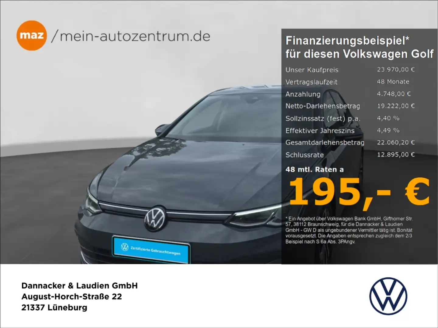 Volkswagen Golf VIII 1.5 eTSI Active Alu LED Navi ACC Digit. Cockp Grau - 1