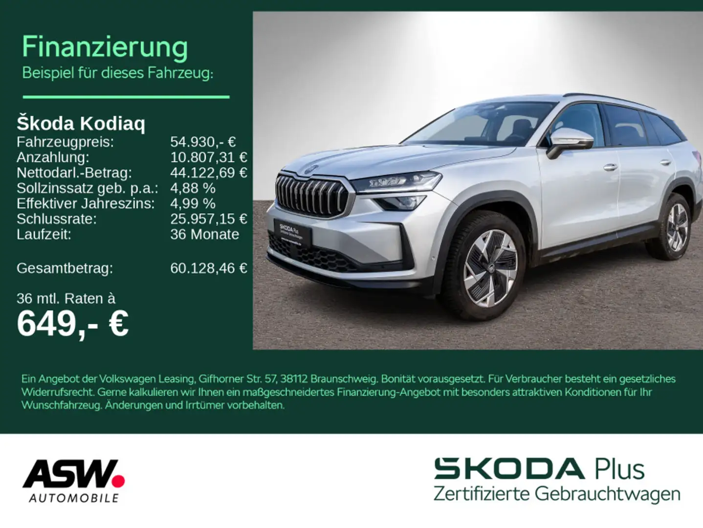 Skoda Kodiaq Selection 2.0 TDI 4x4 DSG 360° Stdhzg AHK Silber - 1