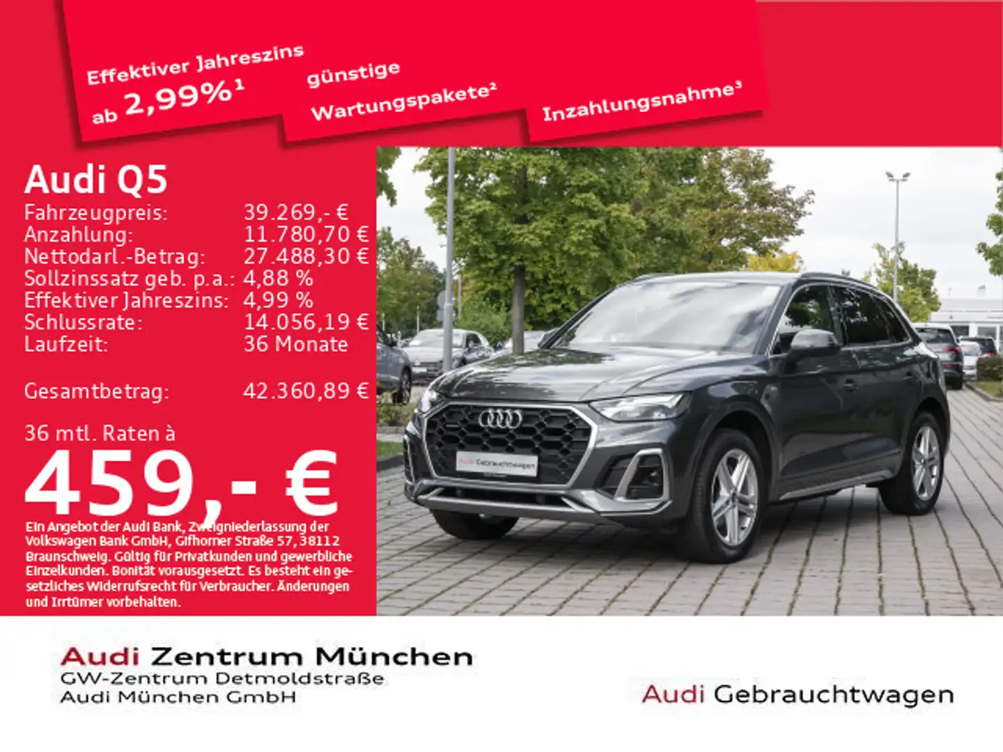 Audi Q5 40 TDI qu. S tronic S line AHK/Virtual/Navi+ Grau - 1