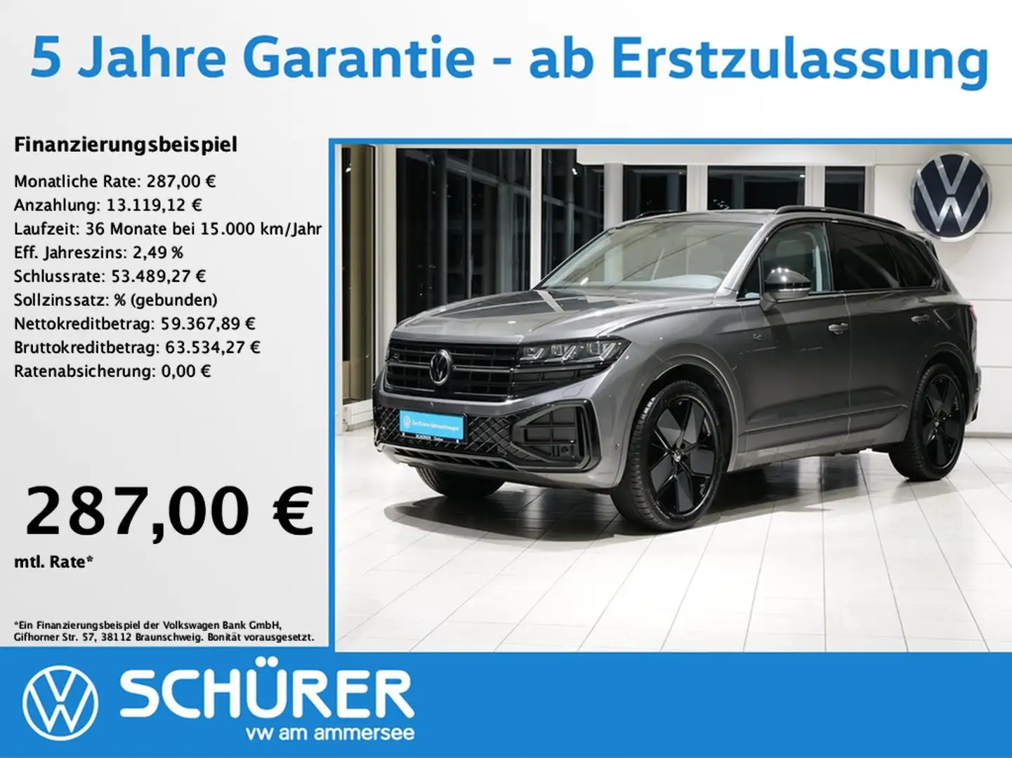 Volkswagen Touareg 3.0TDI R-Line Blackstyle Pano Allradlenkung 360... Grau - 1