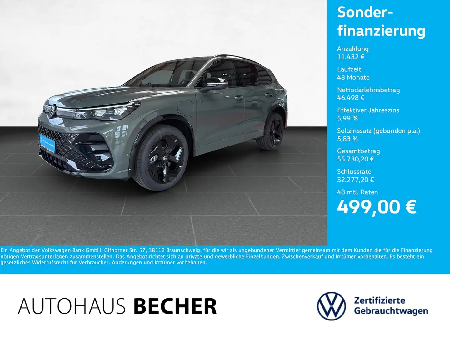 Volkswagen Tiguan R-Line 1,5 eHybrid DSG /HuD/Sitzhz/AHK Grün - 1