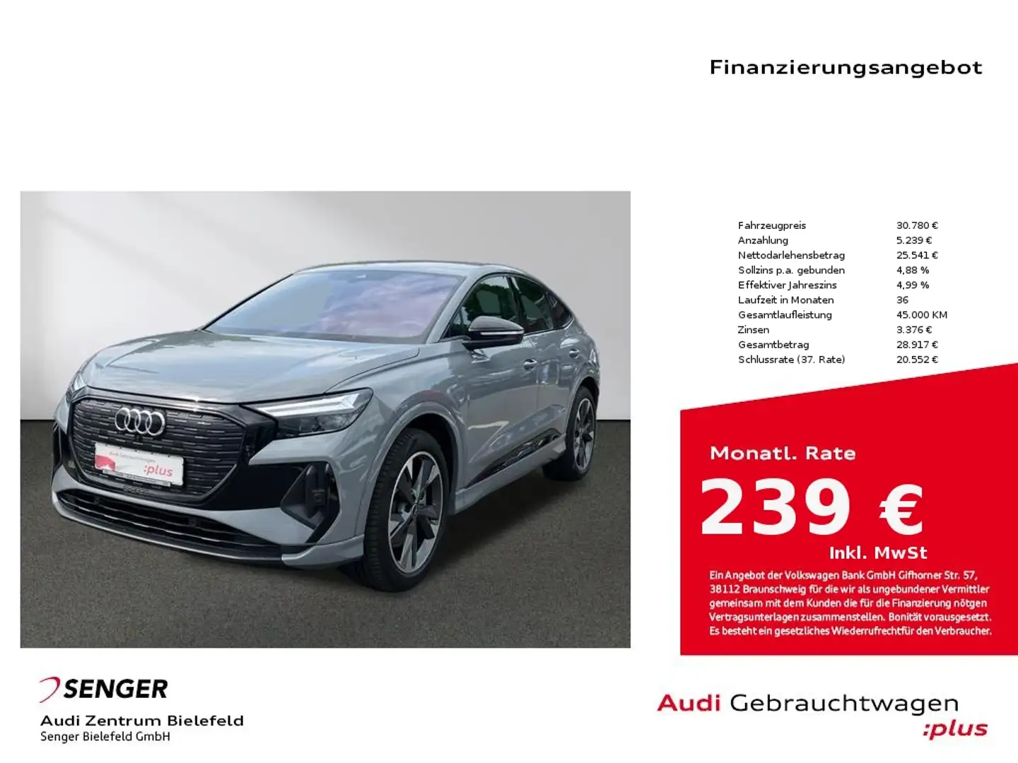 Audi Q4 e-tron Sportback 40 MMI LED Kamera Audi Conn. Grau - 1
